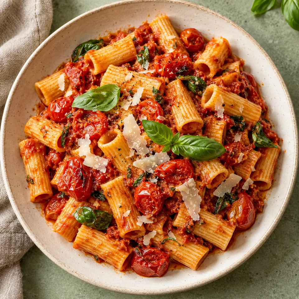Pasta with fresh tomatoes and basil